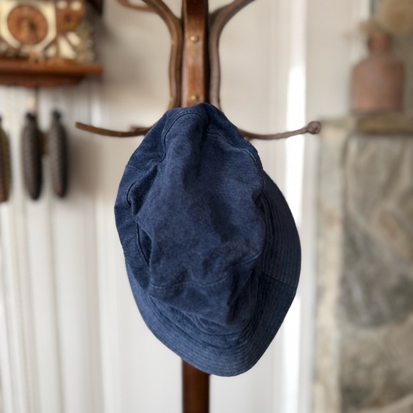 Vintage Pig-suede Leather Blue Bucket Hat - Picture 4 of 6